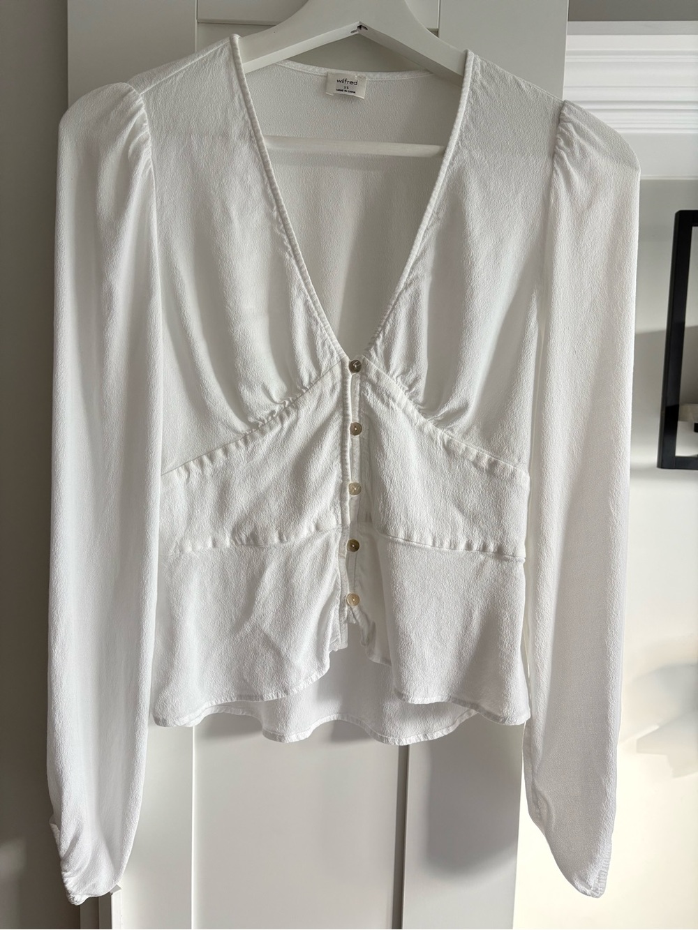 Aritzia Wilfred White Prairie Blouse